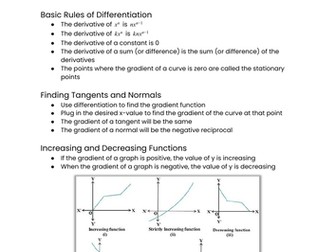 OCR MEI Mathematics: Year 1 (AS) Pure - Differentiation Cheat Sheet