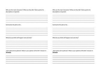 Generic Film Review worksheet Spanish/French