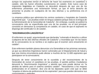 La Generalitat obliga a opositores sanitarios a examinarse en catalán