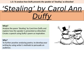 Carol Ann Duffy ‘Stealing’ Lesson with Writing Task