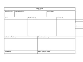 Individual daily lesson plan template
