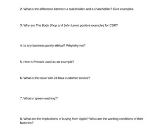 Business Ethics - Panpsycast Questions