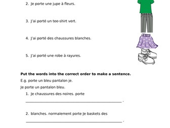 Clothes - French worksheet