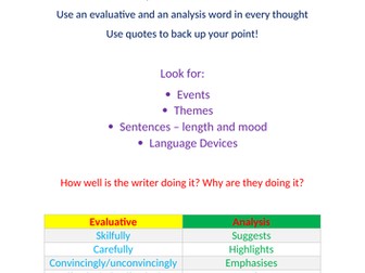 GCSE English Evaluating Texts and Senses