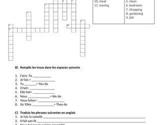 les tâches ménagères-/ household jobs/ chores in French