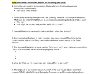 BTEC HEALTH & SOCIAL CARE: RHOD GILBERT CARER