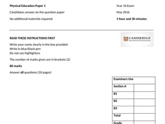 IGCSE PE Mock Test Paper