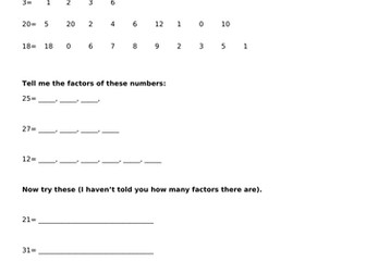 Finding factors differentiated worksheets