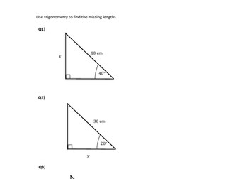 Angles of Elevation and Depression Worksheet