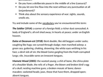 Creative/Poetry Writing - WW1 Poetry