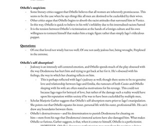 Othello: Character Analysis and Quotations