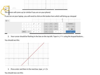 Desmos to draw straight line graphs - intro worksheet