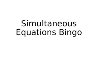 Simultaneous Equations Bingo