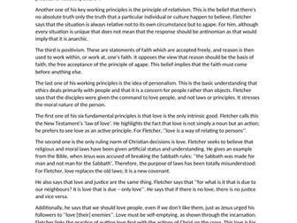 Situation Ethics - Fletcher's principles A* essay