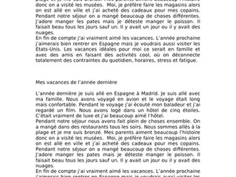 Mes vacances de l'année dernière - last years holiday