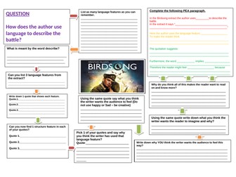 Language Paper 1 Q2 Birdsong Worksheet Low Ability