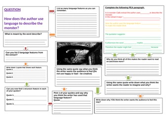Language Paper 1 Q2 A Monster Calls Worksheet Low Ability