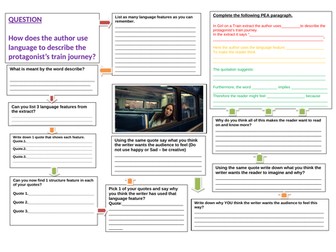 Language Paper 1 Q2 The Girl on the Train Worksheet Low Ability
