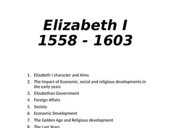 1C - AQA A Level History - Recovery/Revision SOL - Elizabeth I