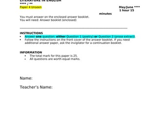 iGCSE CIE Unseen Paper - Prose Workbook