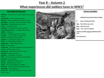 WW1 Literacy Map & Knowledge Organiser