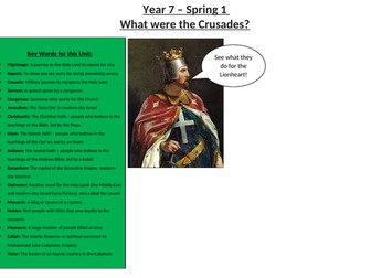 Crusades Literacy Map & Knowledge Organiser