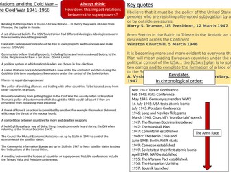 GCSE Superpower Relations and the Cold War Literacy Map & Knowledge Organiser