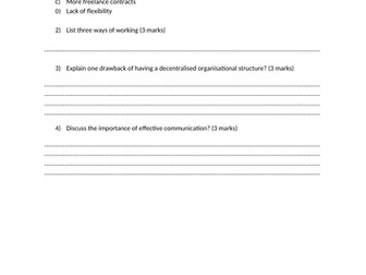 Edexcel GCSE Business 9-1 Theme 2: Topic 2.5 Exam style Questions and Mark Scheme