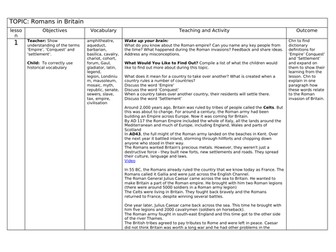 Year 4 Romans in Britain Short Term planning