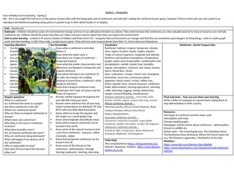 Year 4 Rainforest Geography  planning