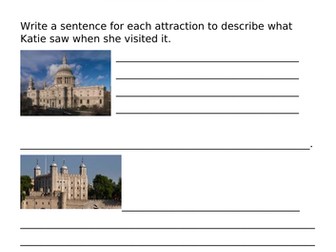 Katie in London Worksheet with Pictures Year 1 and 2