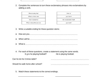 Sentence types - Year 2 grammar lesson and resource