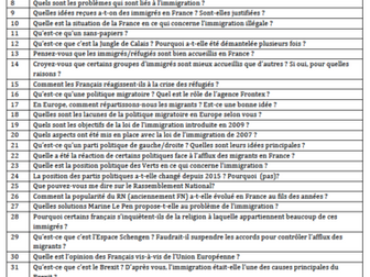 Politique et Immigration- Possible Qs and Model Answers- French A Level
