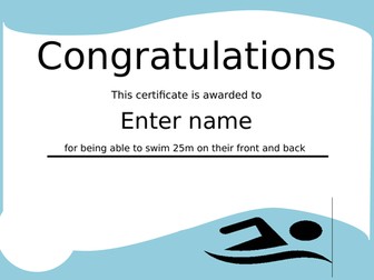Swimming certificate