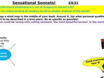 Sonnet 130 Imagery Lesson