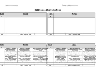 RO53 Lesson Observation Sheets