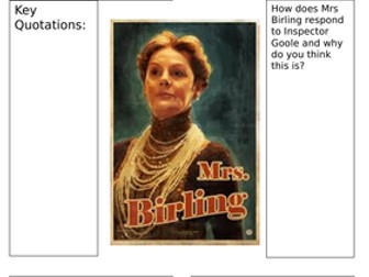 Mrs Birling Character Analysis / Summary Sheet