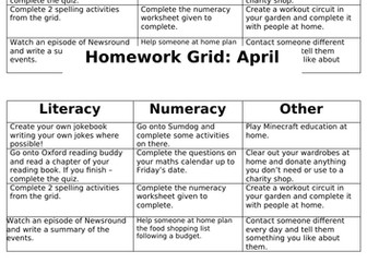 Homework Grids Full Year