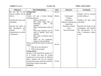 Lesson Plan-Acids and Alkalis