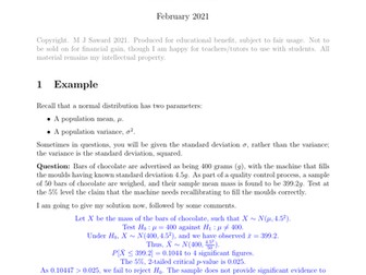 A Level Hypothesis Testing: Normal Distribution