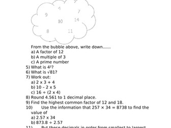 YEAR 7 END OF UNIT TEST