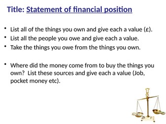 BTEC Tech aware Enterprise- Statement of Financial Position (SOFP)