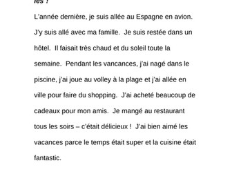 Mes vacances - Find the errors