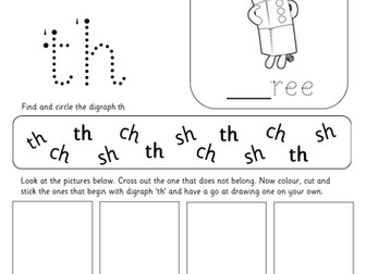 Digraph th - activity sheet and teaching powerpoint