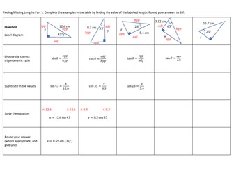 Finding Lengths SOHCAHTOA - fading examples