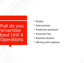 Unit 4 and 6 Revision Business OCR