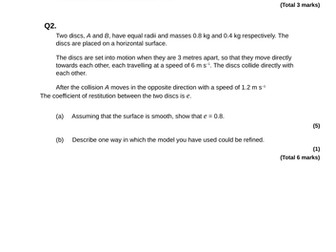 AQA Further Mathematics Applied (Mechanics) Revision Materials and Test