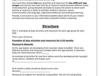 Child Development Btec C2B help sheet