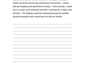 Mes vacances idéales - Ideal holiday translation into French