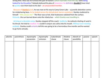 UKS2 writing intervention - based on Holes, Louis Sachar